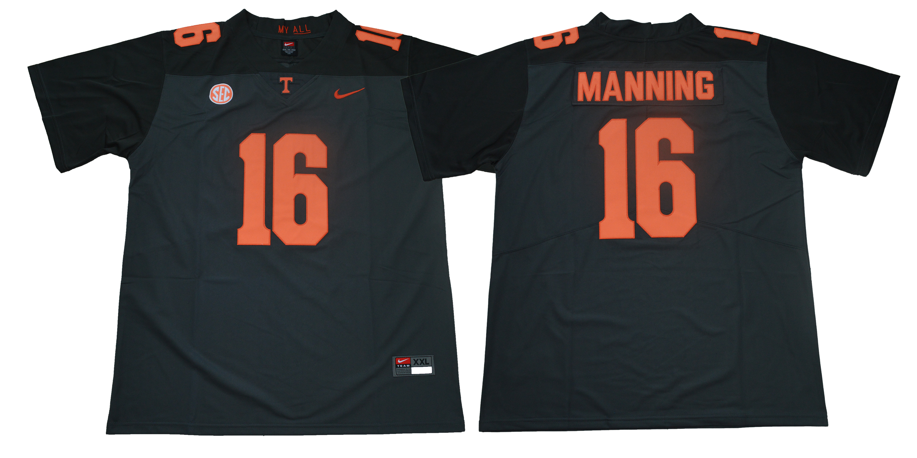 Men Tennessee Volunteers 16 Manning Black Nike Limited Stitched NCAA Jersey